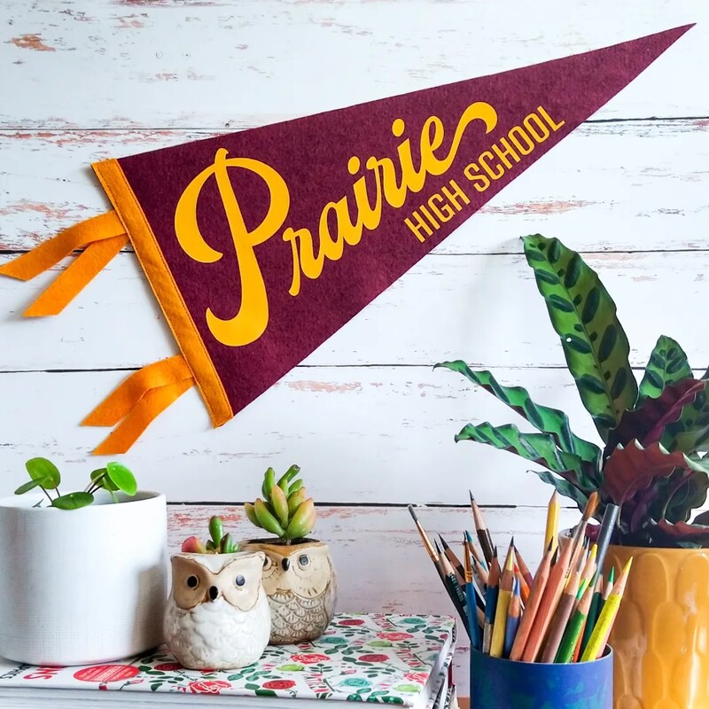 CUSTOM SCHOOL SPIRIT Custom Felt Pennant Classroom Decor for Teachers